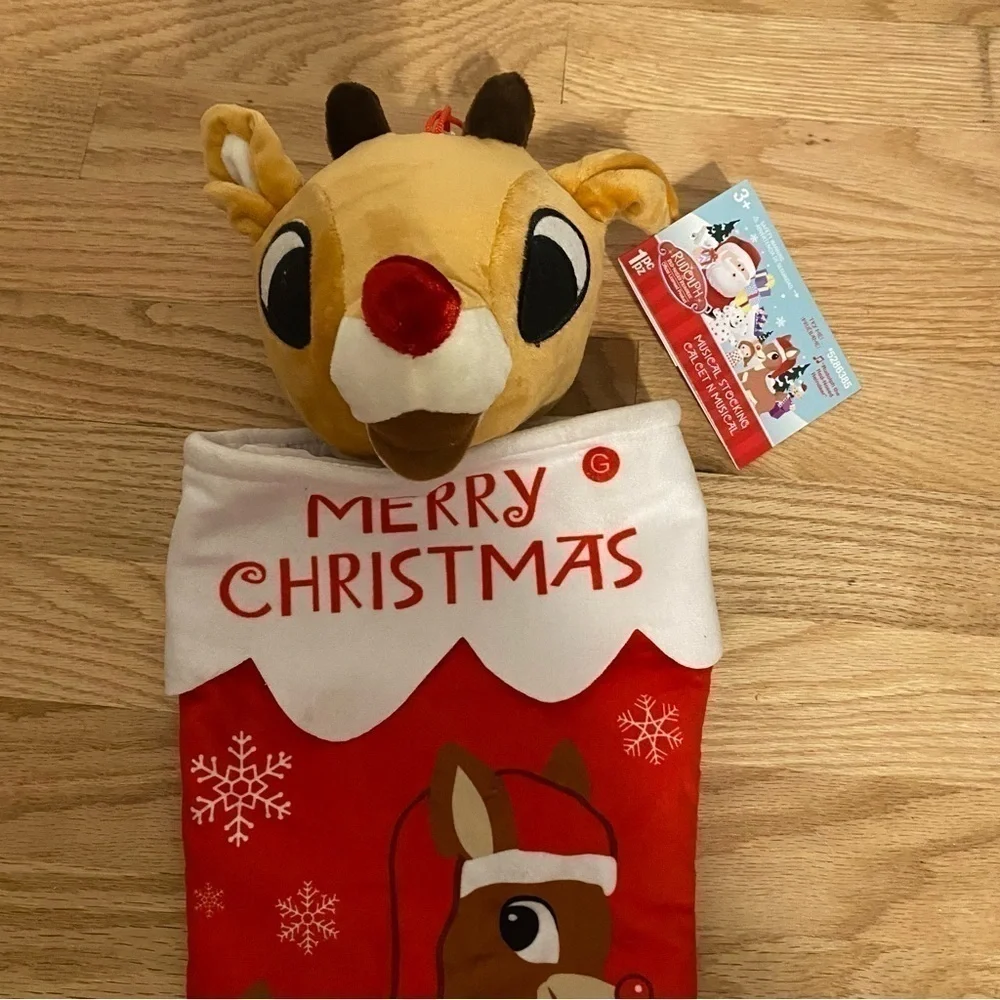 Rudolph the Red Nosed Reindeer Musical Christmas Stocking NEW Plays Song